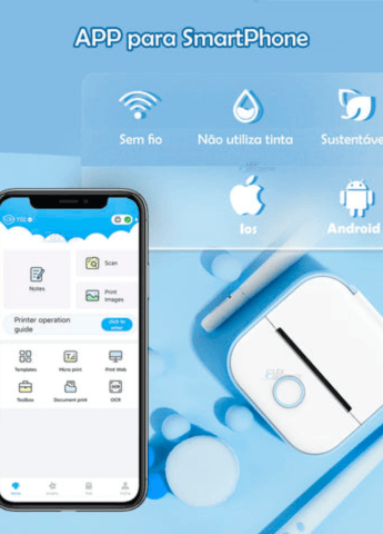 Mini Impressora Bluetooth - PrintPic Prático® + 1 Rolo de Brinde 🎀