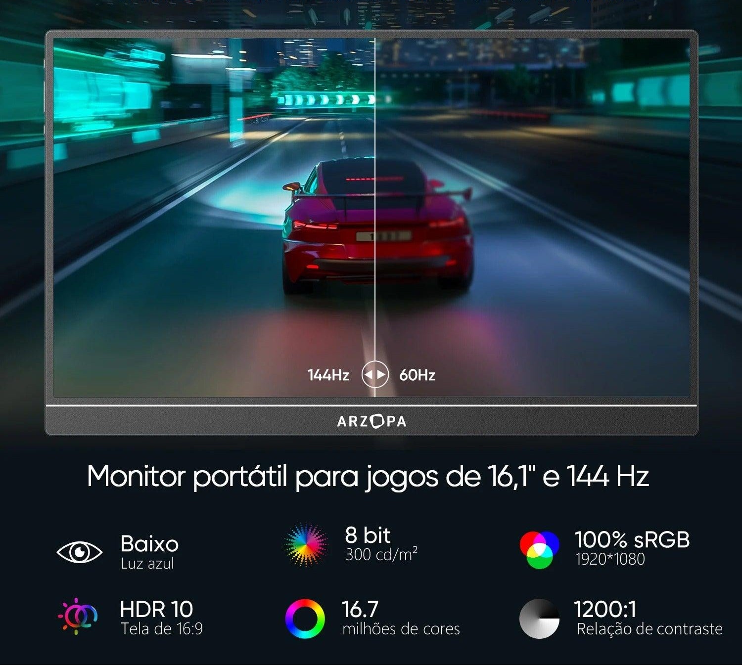 16.1" 144Hz Portable Gaming Monitor - Visioon