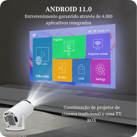 Projetor Portátil VisionMax 4k - Prático