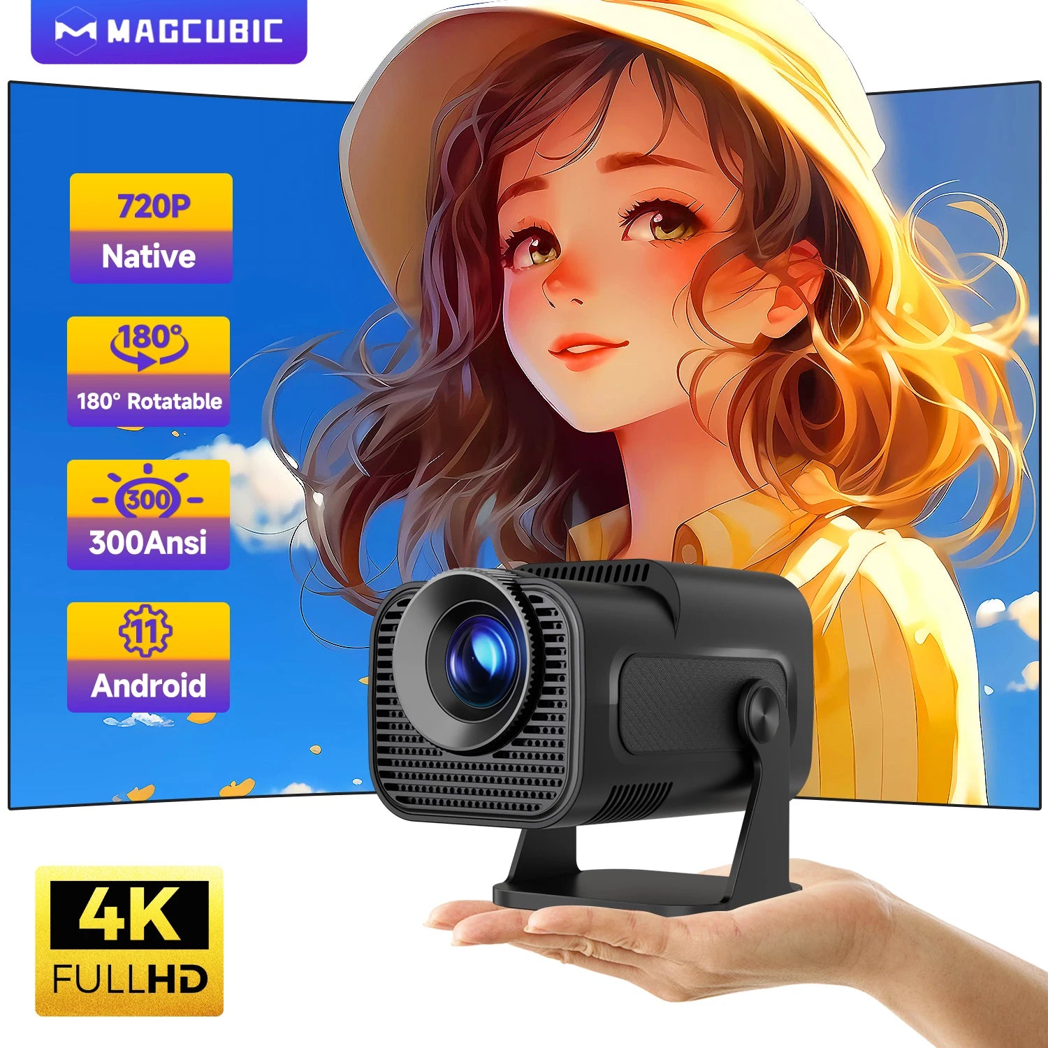 Magcubic HY320 Visioon Mini Projetor - Cinema 4k