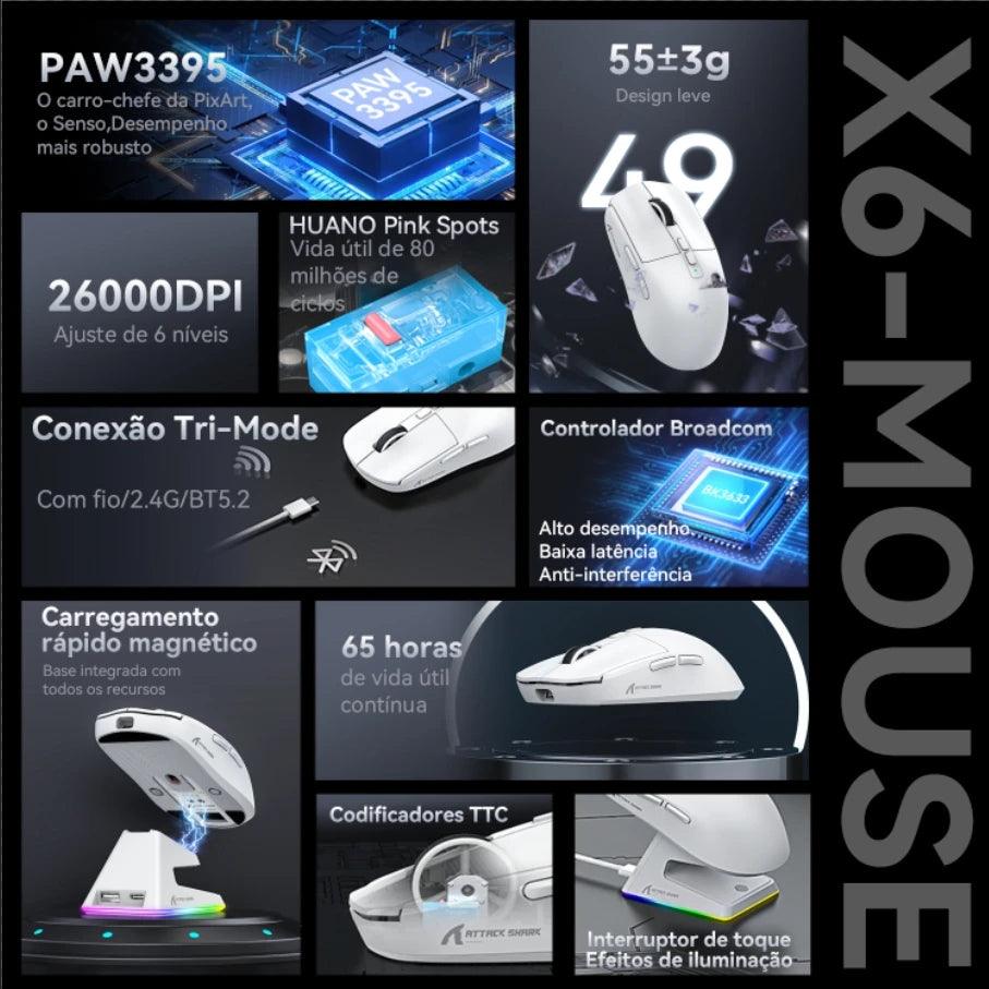 Mouse Attack Shark X6 Prático® [OFERTA EXCLUSIVA]