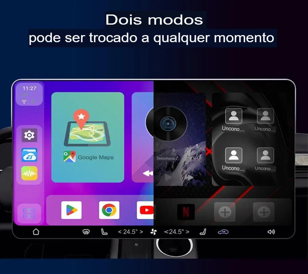 MídiaBox Prático® sem fio - Carplay/Android Auto [Youtube, Netflix, Playstore+]